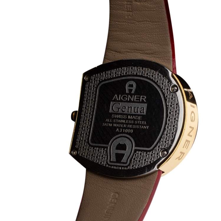 Pre Owned Aigner White Gold Plated Stainless Steel Genua A31000 Women's Wristwatch 39 mm