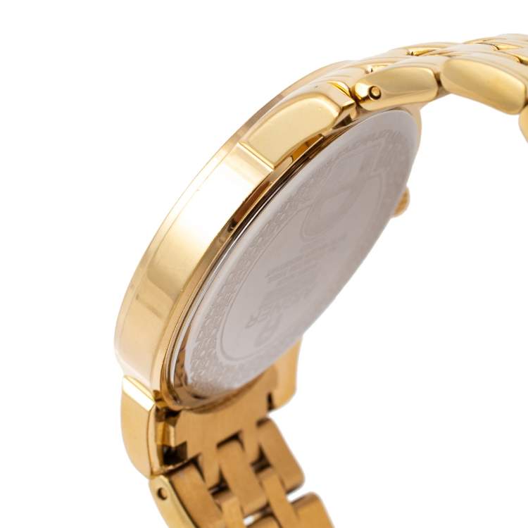 Pre Owned Aigner Mother of Pearl Gold Plated Stainless Steel Cortina A26300 Women's Wristwatch 36 mm
