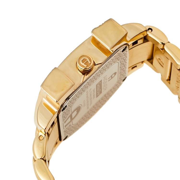 مملوكة مسبقًا Aigner MOP Gold Plated Stainless Steel Diamonds Genua Due A31600 Women's Wristwatch 34 mm Set with Necklace & Earring
