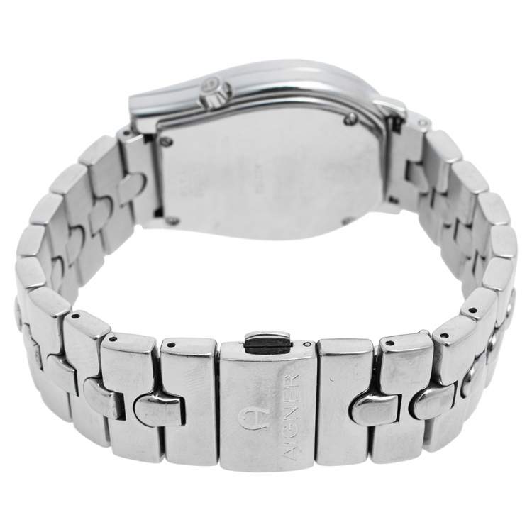 Pre Owned Aigner Black Stainless Steel Ravenna A02102 Women's Wristwatch 33 mm 