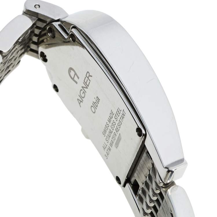 Pre Owned Aigner White Stainless Steel Olbia A29211 Women's Wristwatch 20 mm 