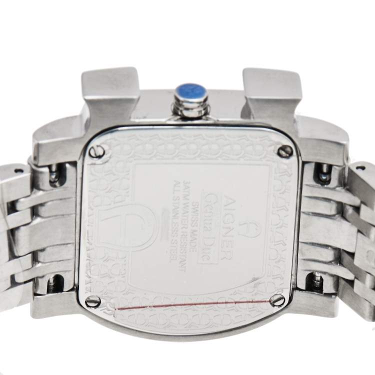 Pre Owned Aigner Silver Stainless Steel Genua Due A31600 Women's Wristwatch 31 mm