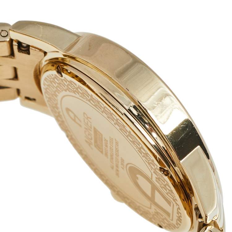 Pre Owned Aigner Mother of Pearl Gold Plated Stainless Steel Cortina A26100 Women's Wristwatch 38 mm