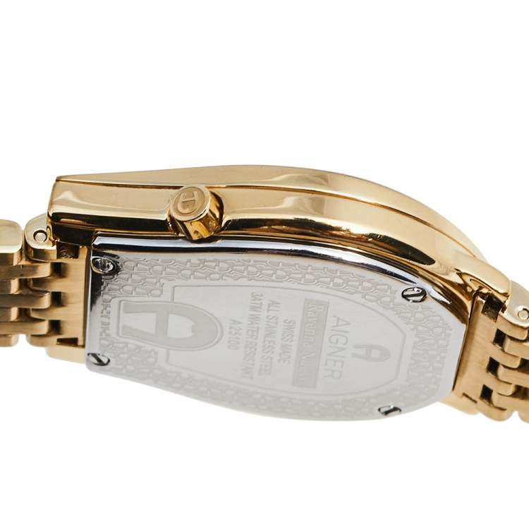 Pre Owned Aigner Mother of Pearl Gold Plated Stainless Steel Ravenna Nuovo A25100 Women's Wristwatch 33 mm