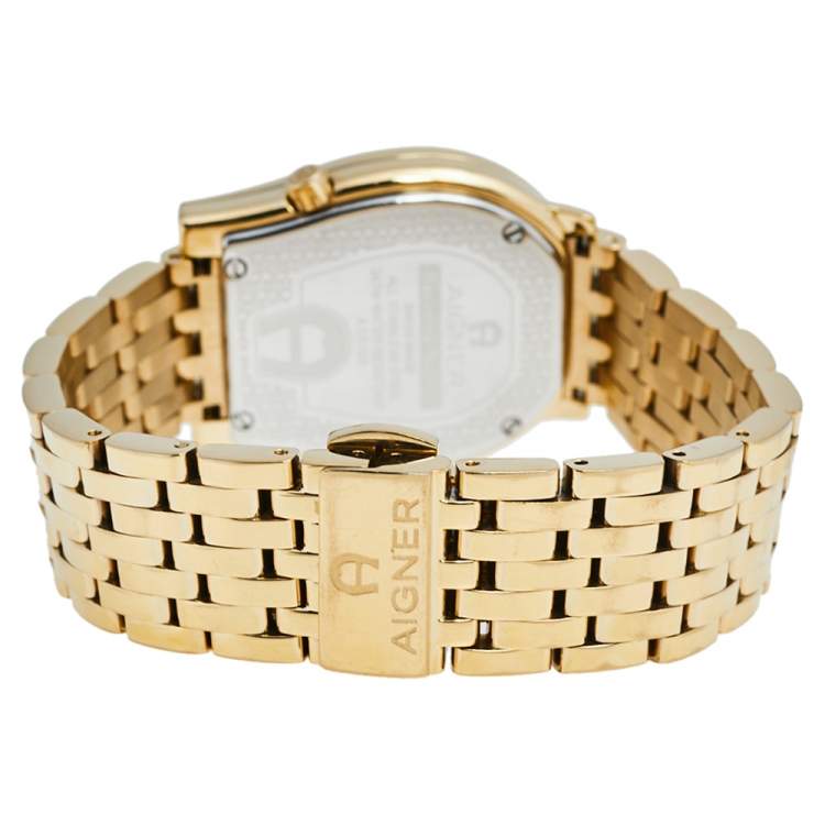 Pre Owned Aigner Mother of Pearl Gold Plated Stainless Steel Ravenna Nuovo A25100 Women's Wristwatch 33 mm