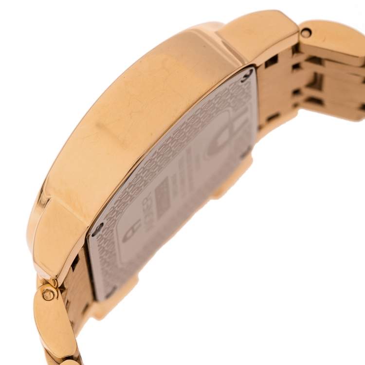 Pre Owned Aigner White Mother of Pearl Gold Plated Stainless Steel Genua Due A31600 Women's Wristwatch 31 mm
