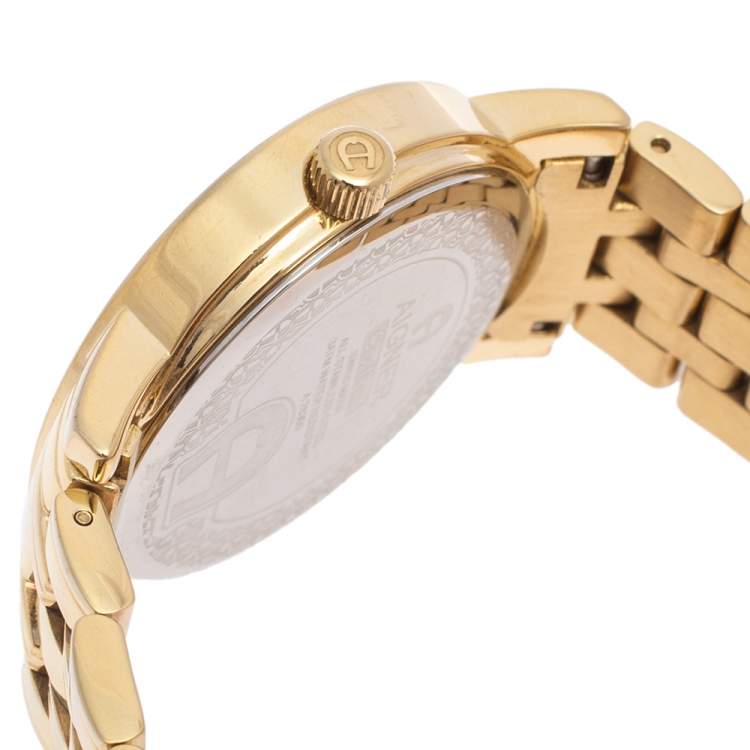 Pre Owned Aigner Champagne Gold Plated Stainless Steel Cortina A26300 Women's Wristwatch 35 mm 