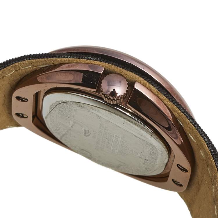 Pre Owned Aigner Silver Brown  PVD Coated Stainless Steel Fabric Ravello Due A21000 Women's Wristwatch  43 mm