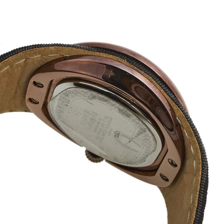 Pre Owned Aigner Silver Brown  PVD Coated Stainless Steel Fabric Ravello Due A21000 Women's Wristwatch  43 mm