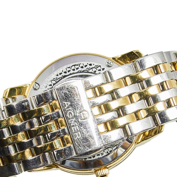 Pre Owned Aigner White Two Tone Stainless Steel Murano A35200 Women's Wristwatch 32 mm