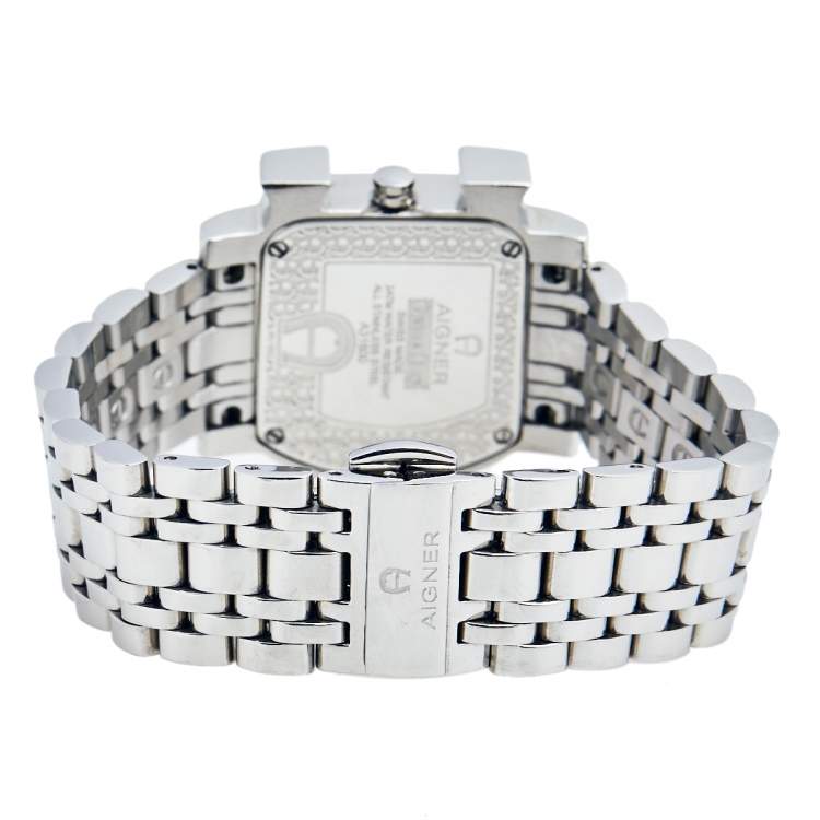 Pre Owned Aigner Mother Of Pearl Stainless Steel Genua Due A31600 Women's Wristwatch 31 mm
