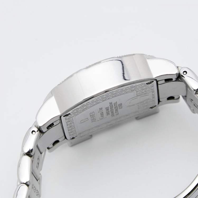 Pre Owned Aigner White Mother of Pearl Stainless Steel Diamonds Genua Due A31600 Women's Wristwatch 31 mm