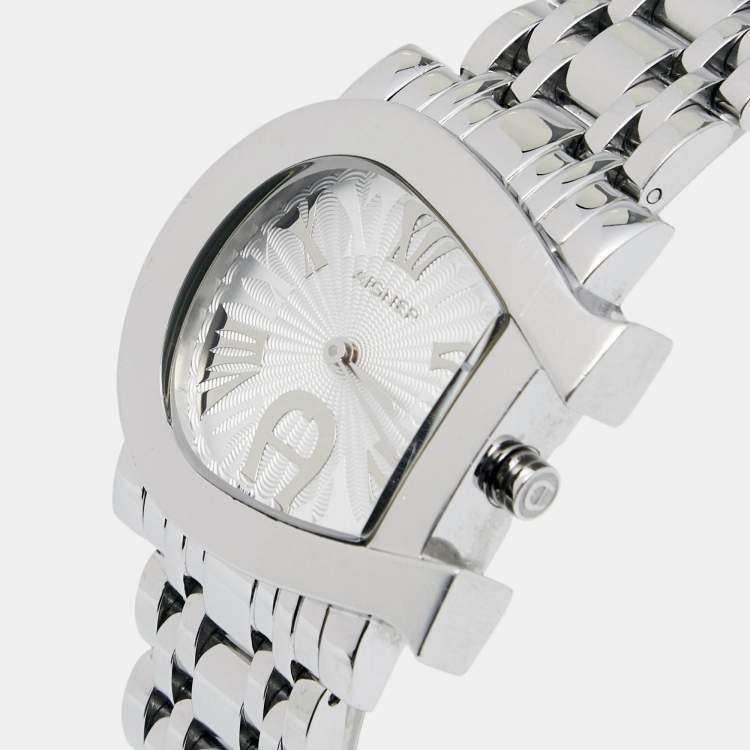 Pre Owned Aigner Silver Stainless Steel Genua Due A31600 Women's Wristwatch 31 mm