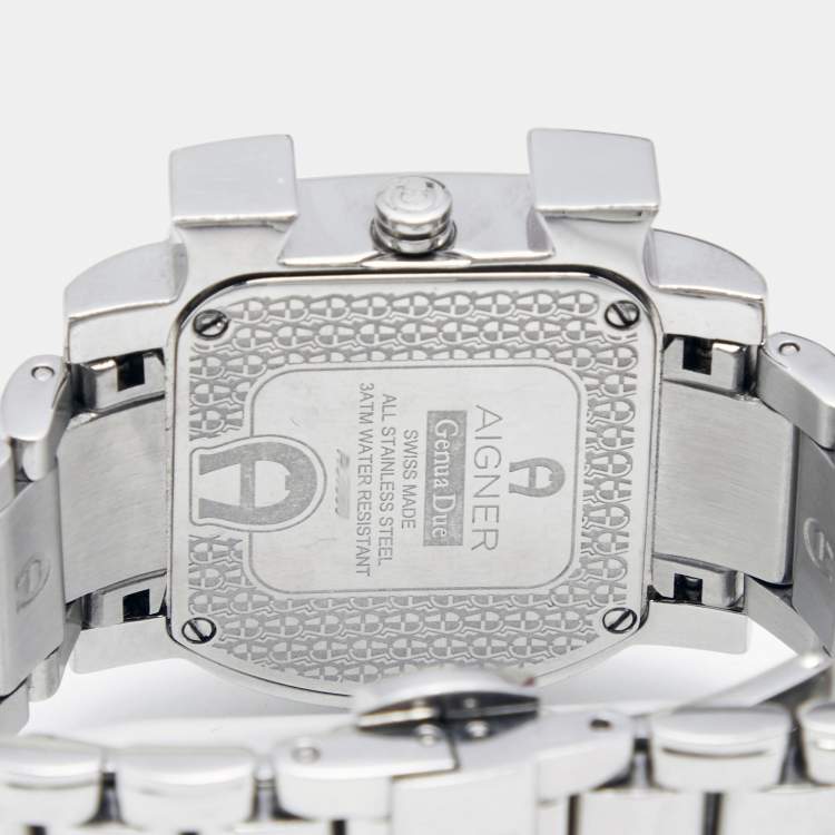Pre Owned Aigner Mother of Pearl Stainless Steel Genua Due A31600 Women's Wristwatch 31 mm