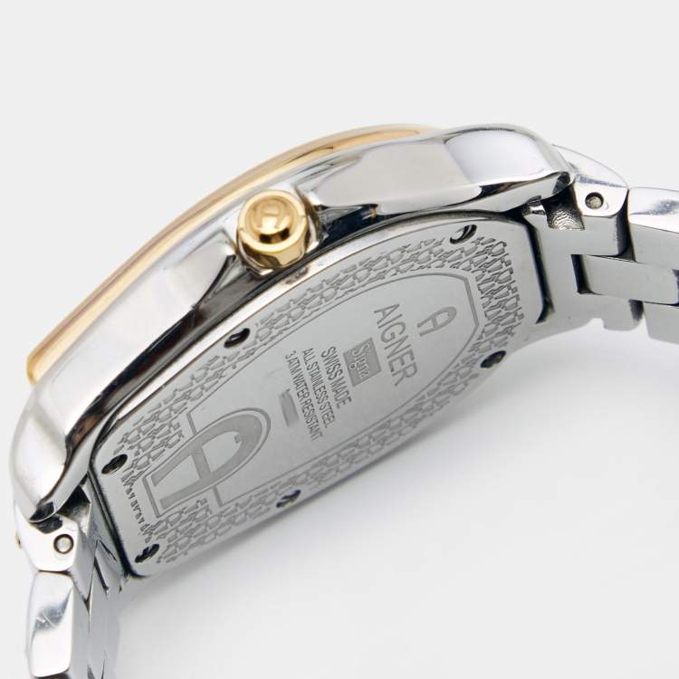 Pre Owned Aigner Mother of Pearl Two Tone Stainless Steel Signa 105200 Women's Wristwatch 33 mm .