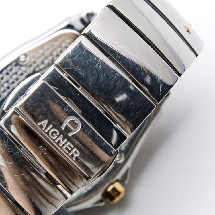 Pre Owned Aigner Mother of Pearl Two Tone Stainless Steel Signa 105200 Women's Wristwatch 33 mm .