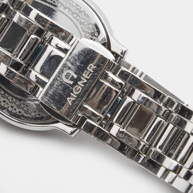 Pre Owned Aigner Mother of Pearl Stainless Steel Verona A48100 Women's Wristwatch 33 mm