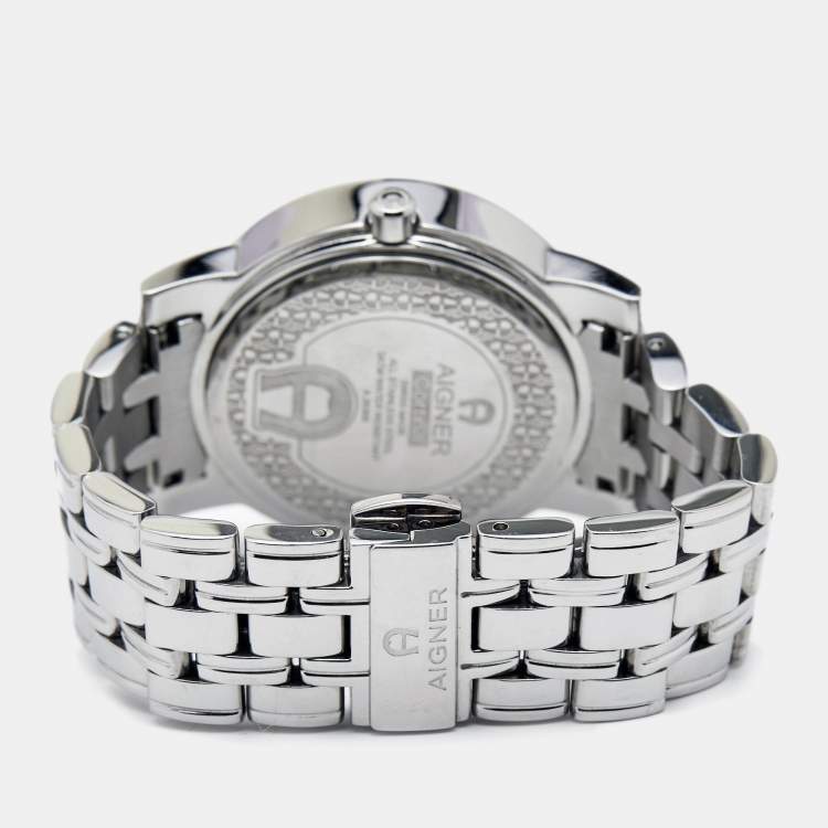 Pre Owned Aigner Mother of Pearl Stainless Steel Cortina A26300 Women's Wristwatch 36 mm