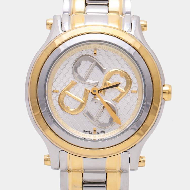 Pre Owned Aigner Silver Two Tone Stainless Steel Bologna A55200 Women's Wristwatch 36 mm