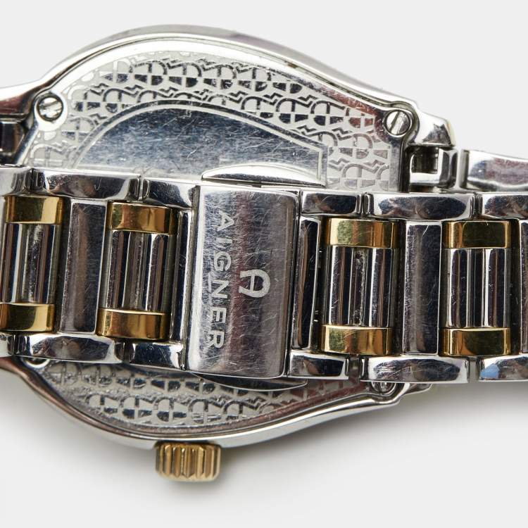 Pre Owned Aigner Mother of Pearl Two Tone Stainless Steel Vicenza A111200 Women's Wristwatch 30 mm