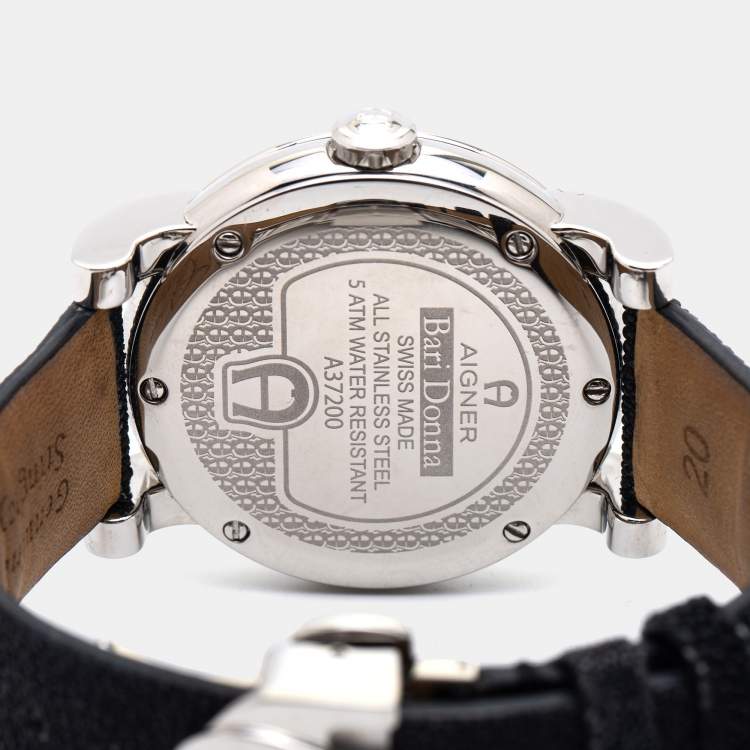 Pre Owned Aigner Mother of Pearl Stainless Steel Stingray Bari Donna A37200 Women's Wristwatch 42 mm