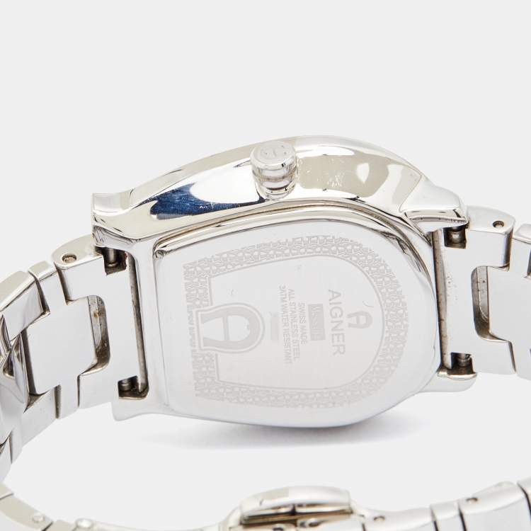 Pre Owned Aigner White Stainless Steel Messina A40200 Women's Wristwatch 29 mm
