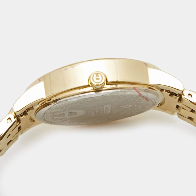 Pre Owned Aigner Mother of Pearl Gold-Plated Stainless Steel Cortina Earring Necklace Set A26300 Women's Wristwatch 36 mm 