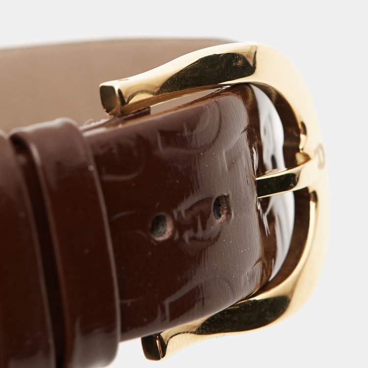 Pre Owned Aigner Mother of Pearl Gold Plated Stainless Steel Leather Capri III A19200 Women's Wristwatch  30 mm