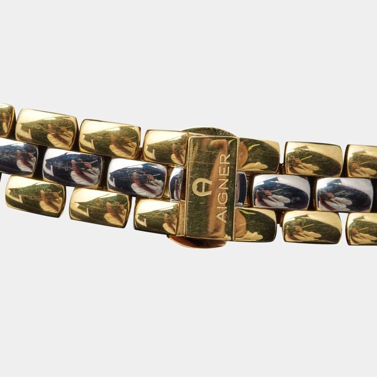 Pre Owned Aigner Mother of Pearl Two Tone Stainless Steel Imperia A49300 Women's Wristwatch 35 mm
