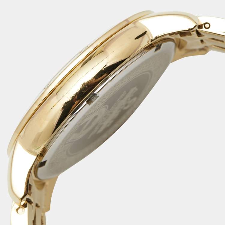 Pre Owned Aigner Silver Gold Plated Stainless Steel Triento A09300 Women's Wristwatch 38 mm