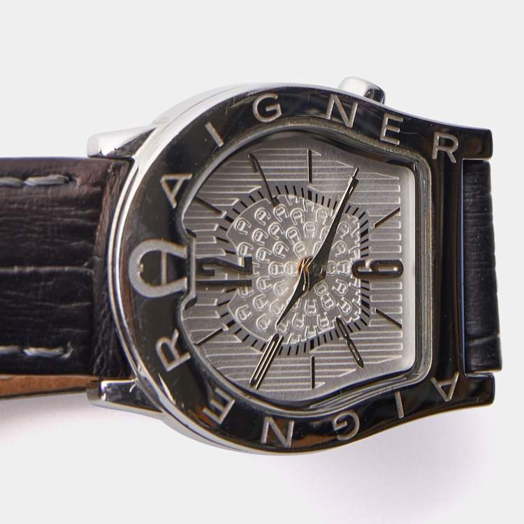 Pre Owned Aigner Silver Stainless Steel Verona Nuovo A22200 Women's Wristwatch 24 mm 