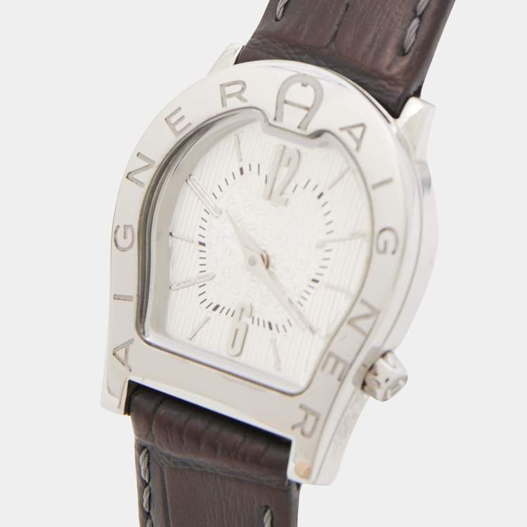 Pre Owned Aigner Silver Stainless Steel Verona Nuovo A22200 Women's Wristwatch 24 mm 