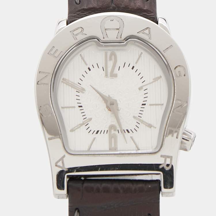Pre Owned Aigner Silver Stainless Steel Verona Nuovo A22200 Women's Wristwatch 24 mm 