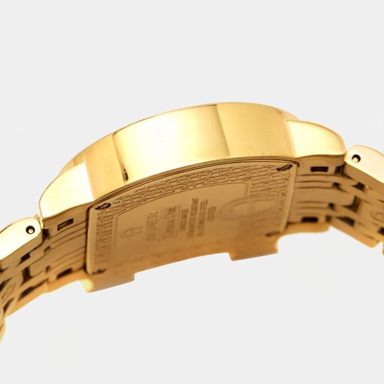 Pre Owned Aigner Mother of Pearl Gold Plated Stainless Steel Genua Due A31600 Women's Wristwatch 31 mm