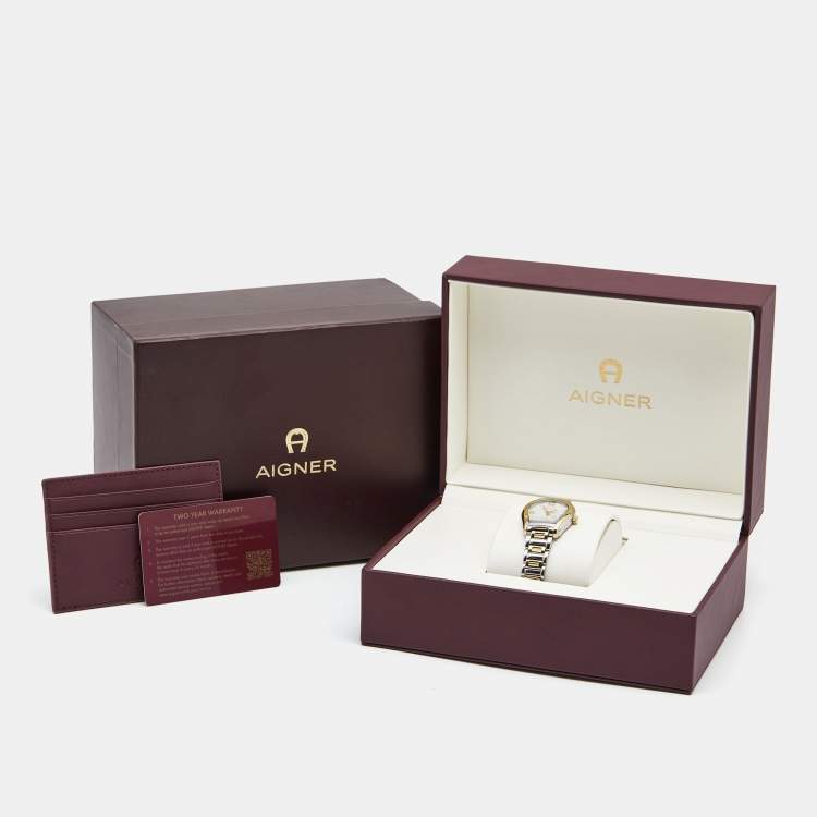 مملوكة مسبقًا Aigner Silver Two Tone Stainless Steel Vicenza A111200 Women's Wristwatch 30 mm