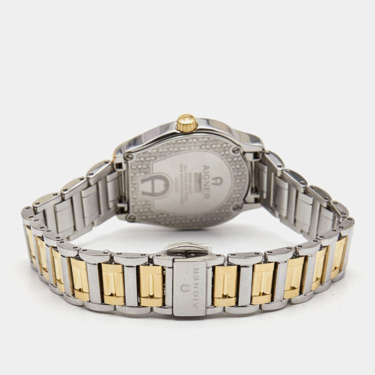 مملوكة مسبقًا Aigner Silver Two Tone Stainless Steel Vicenza A111200 Women's Wristwatch 30 mm