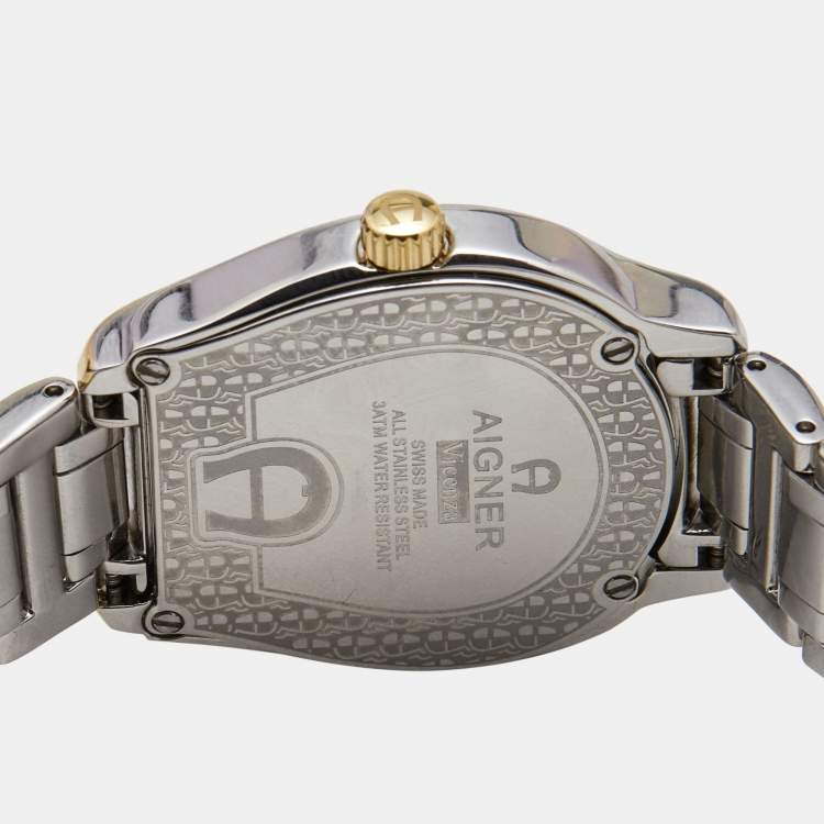 مملوكة مسبقًا Aigner Silver Two Tone Stainless Steel Vicenza A111200 Women's Wristwatch 30 mm