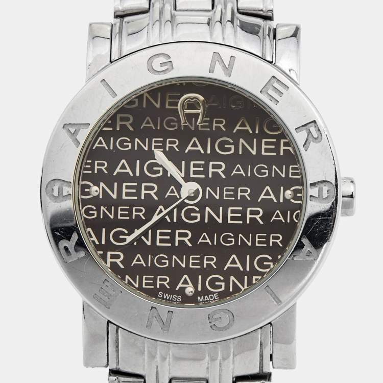 Pre Owned Aigner Grey Stainless Steel Cortina A26200 Women's Wristwatch 29 mm 
