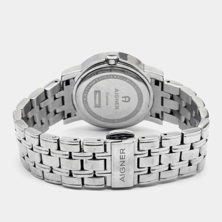 Pre Owned Aigner Grey Stainless Steel Cortina A26200 Women's Wristwatch 29 mm 