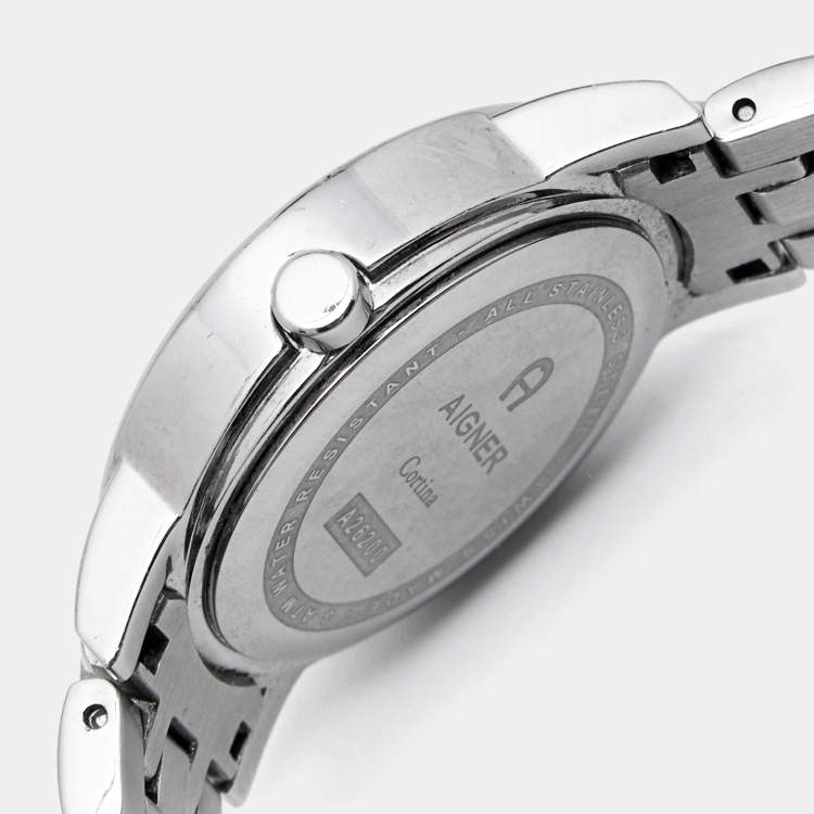 Pre Owned Aigner Grey Stainless Steel Cortina A26200 Women's Wristwatch 29 mm 