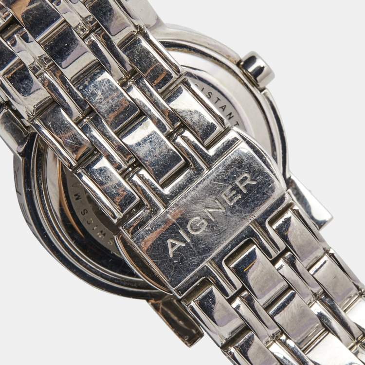 Pre Owned Aigner Grey Stainless Steel Cortina A26200 Women's Wristwatch 29 mm 