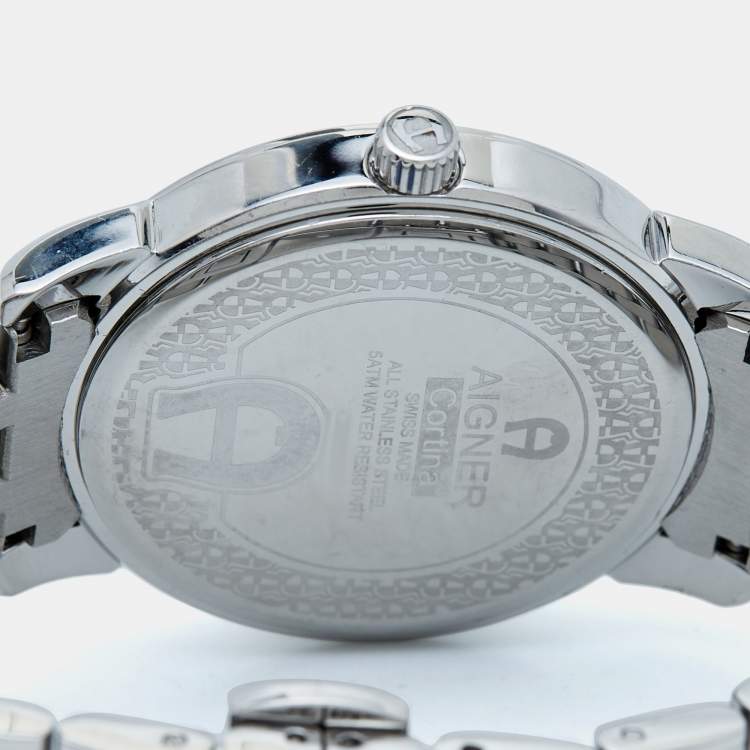 Pre Owned Aigner Silver Stainless Steel Cortina A26300 Women's Wristwatch 36 mm