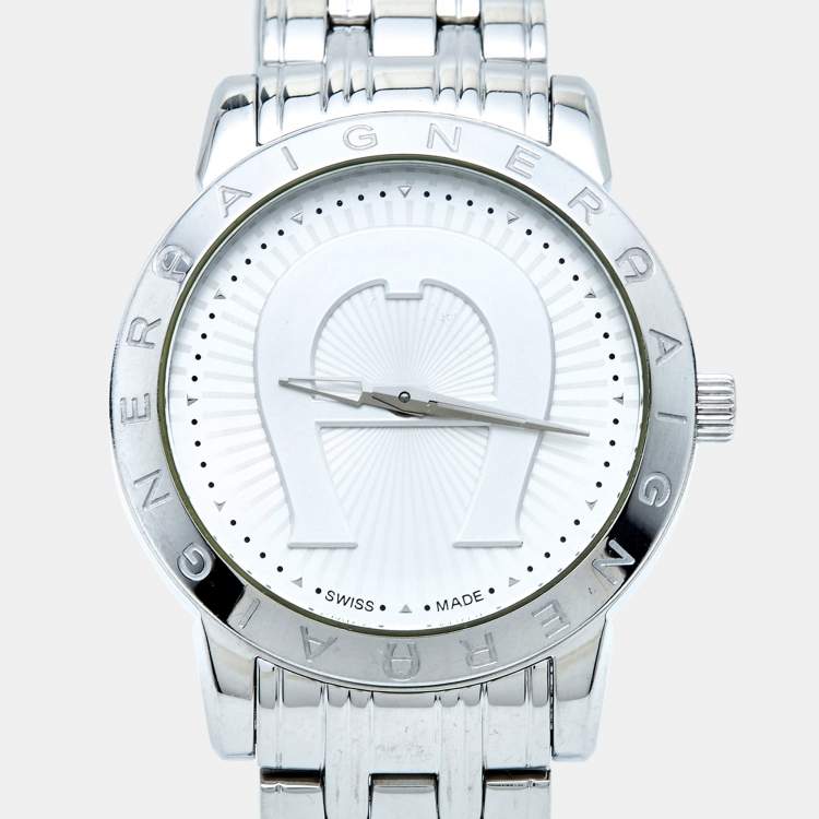 Pre Owned Aigner Silver Stainless Steel Cortina A26300 Women's Wristwatch 36 mm