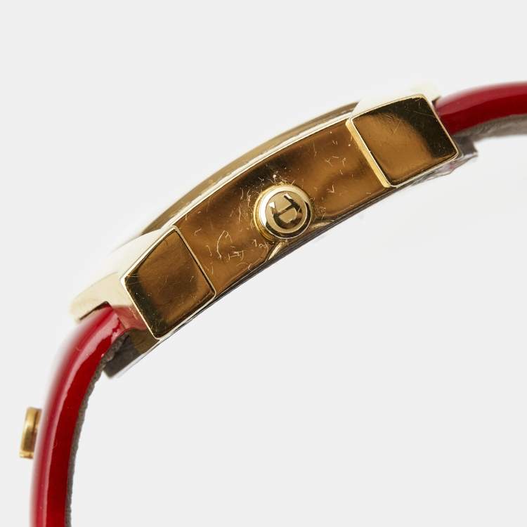 Pre Owned Aigner Cream Gold Plated Stainless Steel Leather Genua A31000 Women's Wristwatch 36 mm 