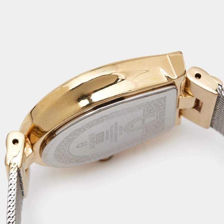 Pre Owned Aigner Pink Mother Of Pearl Two-Tone Stainless Steel Cremona A115257 Women's Wristwatch 28 mm
