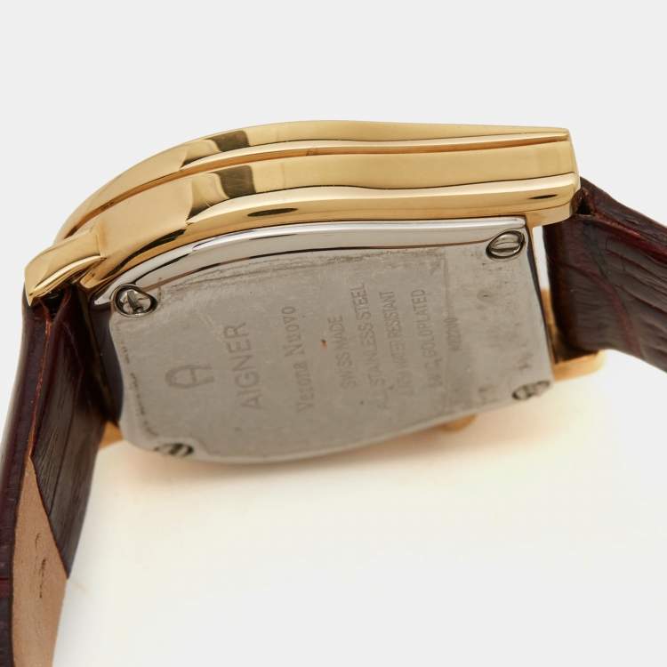 Pre Owned Aigner Champagne Gold Plated Stainless Steel Verona Nuovo A22200 Women's Wristwatch 24 mm