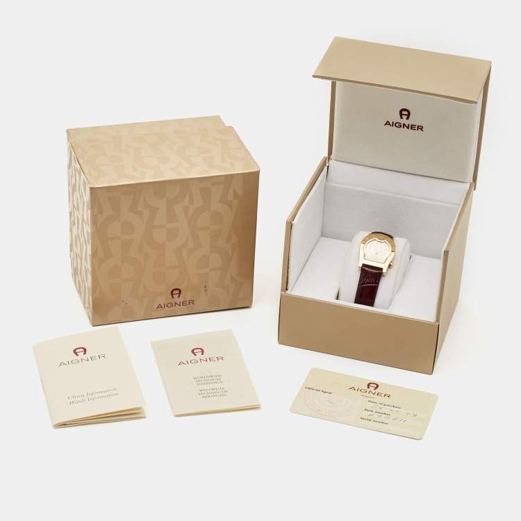 Pre Owned Aigner Champagne Gold Plated Stainless Steel Verona Nuovo A22200 Women's Wristwatch 24 mm