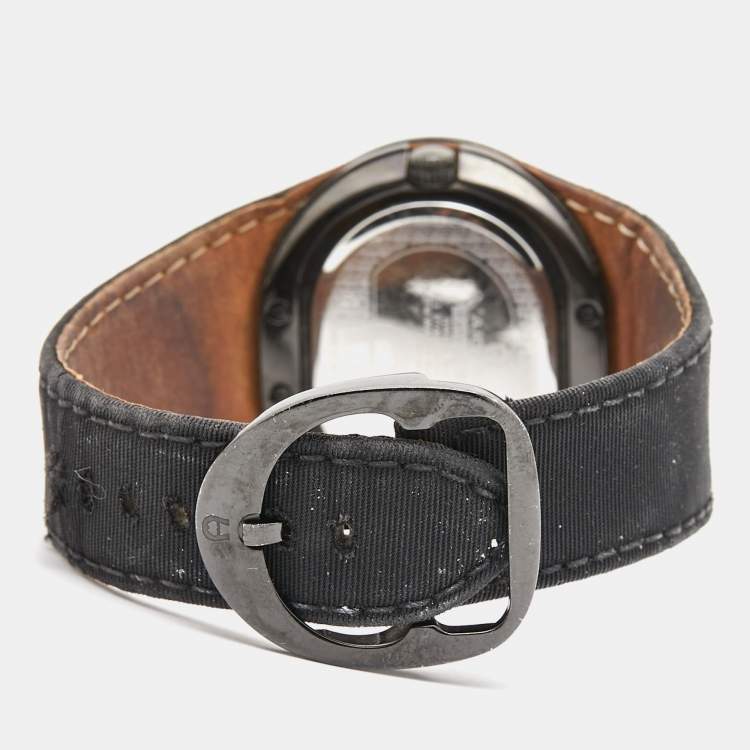 Pre Owned Aigner Black PVD Coated Stainless Steel Canvas  Ravello Due A21000 Women's Wristwatch 43 mm