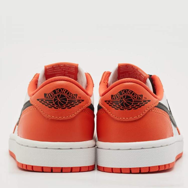Pre Owned Air Jordans Orange/White Leather Jordan 1 Low OG Starfish Sneakers Size 36