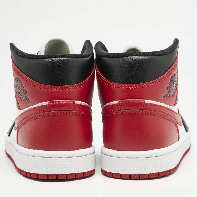 Pre Owned Air Jordans Multicolor Leather Jordan 1 Mid Bred Toe Sneakers Size 38